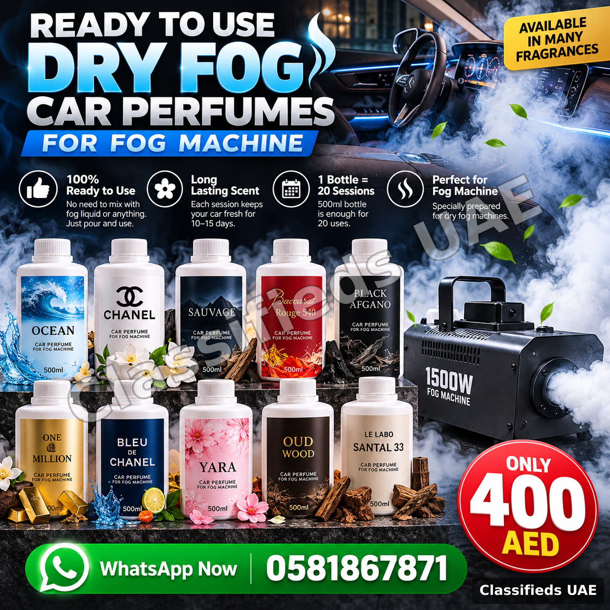 Ready-Made Dry Fog Fragrances for Cars: Many Scents Available: